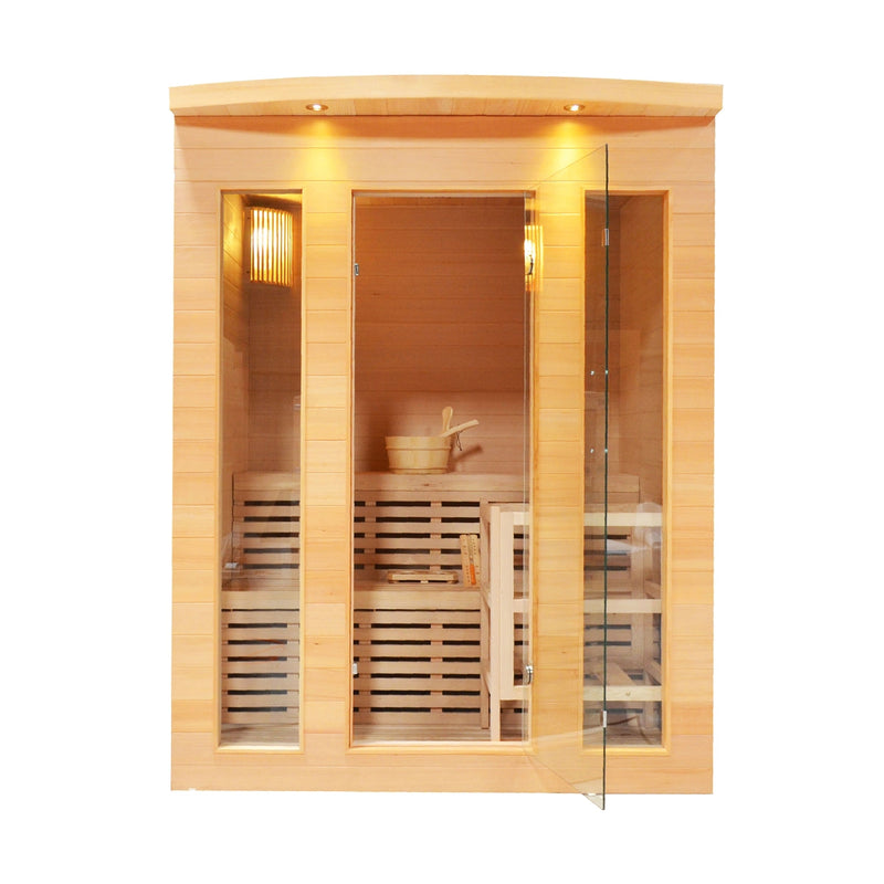 ALEKO Canadian Hemlock Indoor Wet Dry Sauna with Exterior Lights - 4.5 kW ETL Certified Heater - 5 Person STHE5CREE-AP
