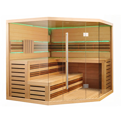 ALEKO Canadian Hemlock Indoor Wet Dry Sauna with LED Lights - 6 kW ETL Certified Heater - 6 Person STHE6GLEN-AP