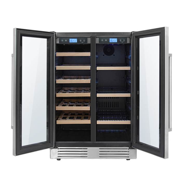 Thor Kitchen 24 Inch French Door Wine and Beverage Center 21 Wine Bottle Capacity and 95 Can (TBC2401DI)