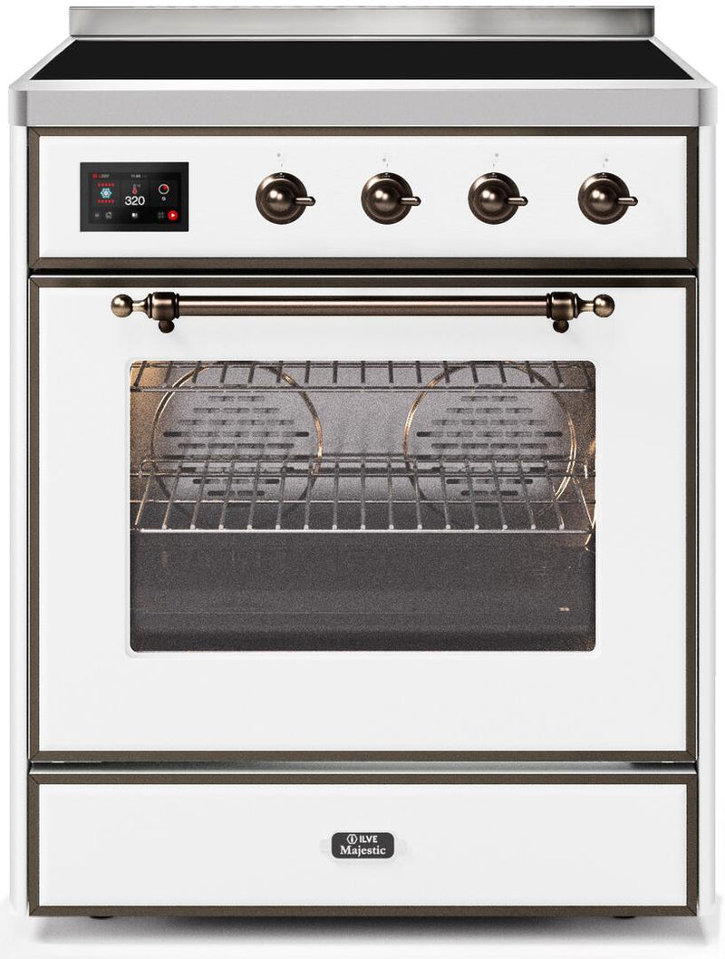 ILVE 30" Majestic II Series Freestanding Electric Single Oven Range with 4 Elements,  Triple Glass Cool Door, Convection Oven, TFT Oven Control Display and Child Lock (UMI30)