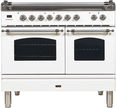 ILVE 40" Nostalgie Series Freestanding Double Oven Dual Fuel Range with 5 Sealed Burners and Griddle (UPDN100FDM)