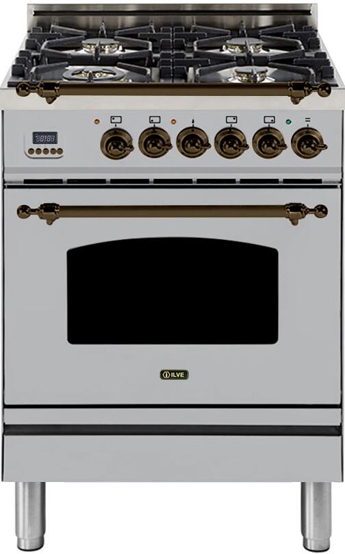 ILVE 24" Nostalgie Series Freestanding Single Oven Dual Fuel Range with 4 Sealed Burners (UPN60DMP)
