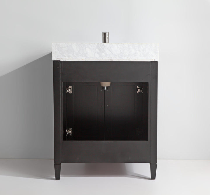 Vanity Art 24 in. Single Sink Vanity in Carrara Marble & Mirror - Espresso, VA2024-E