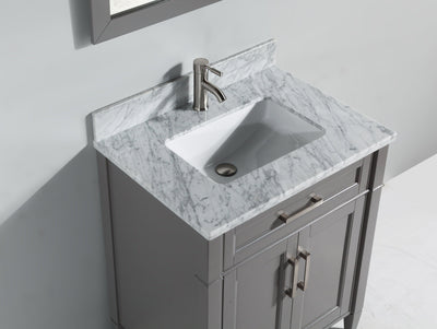 Vanity Art 24 in. Single Sink Vanity in Carrara Marble & Mirror - Grey, VA2024-G