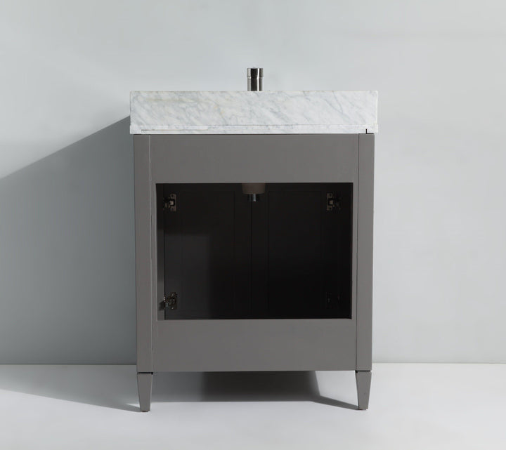 Vanity Art 24 in. Single Sink Vanity in Carrara Marble & Mirror - Grey, VA2024-G