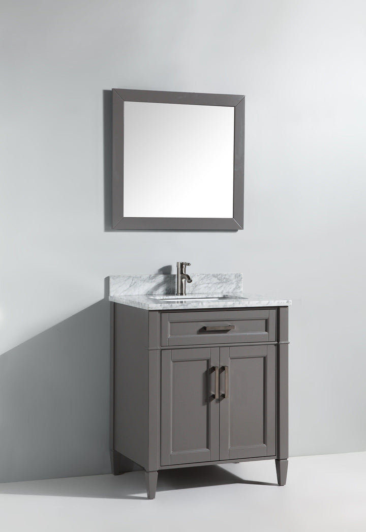 Vanity Art 24 in. Single Sink Vanity in Carrara Marble & Mirror - Grey, VA2024-G