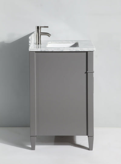 Vanity Art 30 in. Single Sink Vanity in Carrara Marble & Mirror - Grey, VA2030-G