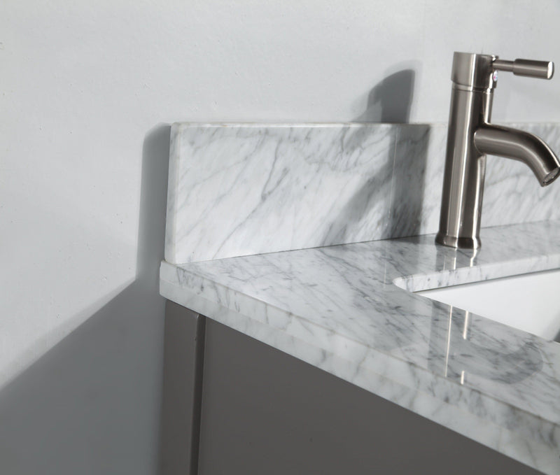 Vanity Art 30 in. Single Sink Vanity in Carrara Marble & Mirror - Grey, VA2030-G