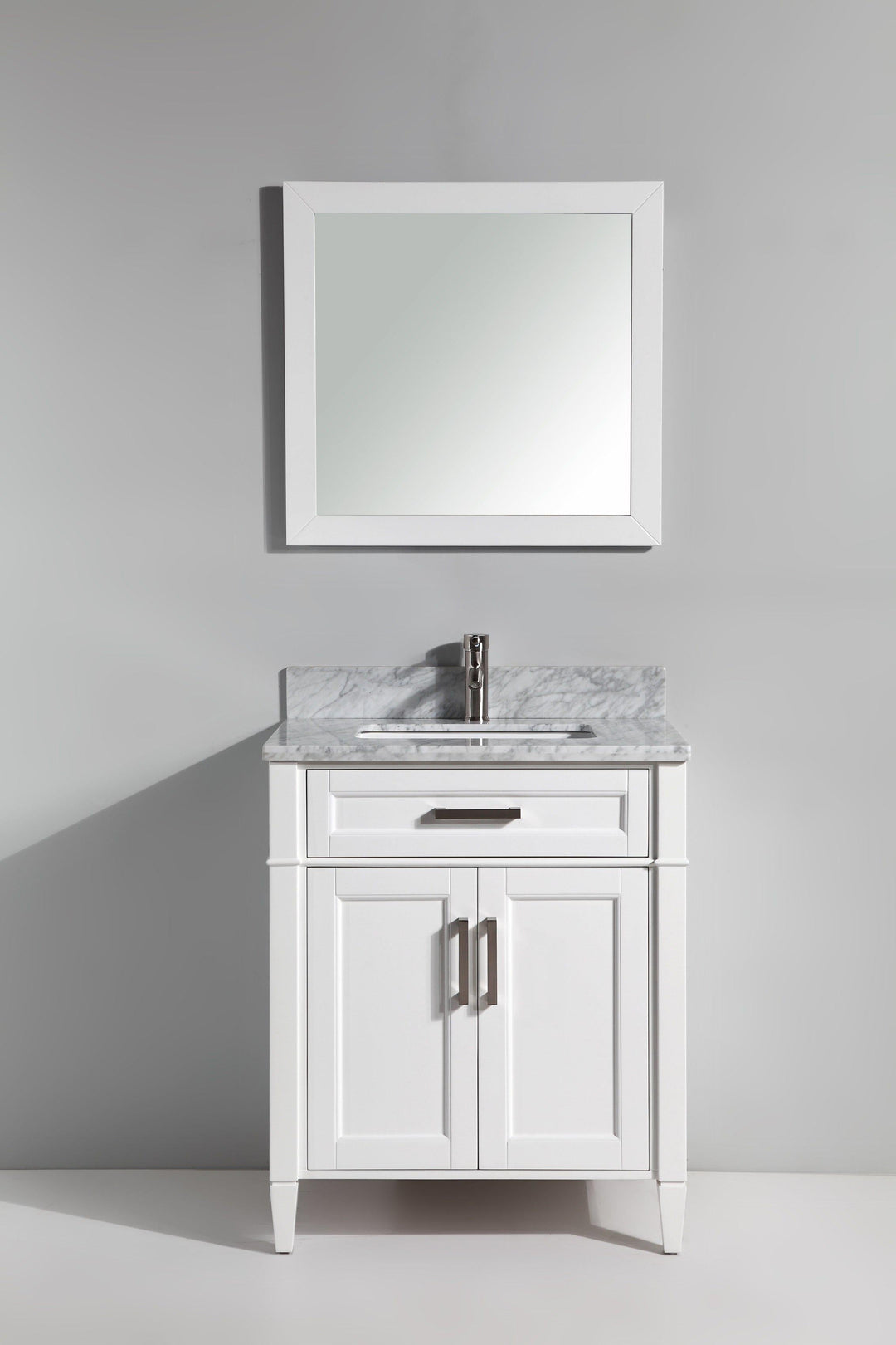 Vanity Art 30 in. Single Sink Vanity in Carrara Marble & Mirror - White, VA2030-W