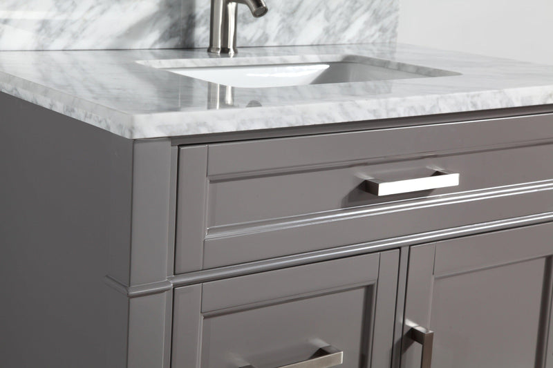 Vanity Art 36 in. Single Sink Vanity in Carrara Marble & Mirror - Grey, VA2036-G