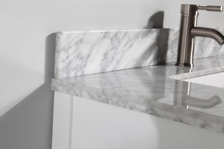 Vanity Art 36 in. Single Sink Vanity in Carrara Marble & Mirror - White, VA2036-W