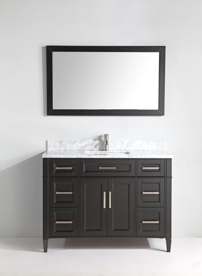 Vanity Art 48 in. Single Sink Vanity in Carrara Marble & Mirror - Espresso, VA2048-E