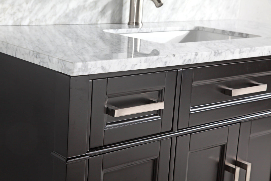 Vanity Art 48 in. Single Sink Vanity in Carrara Marble & Mirror - Espresso, VA2048-E