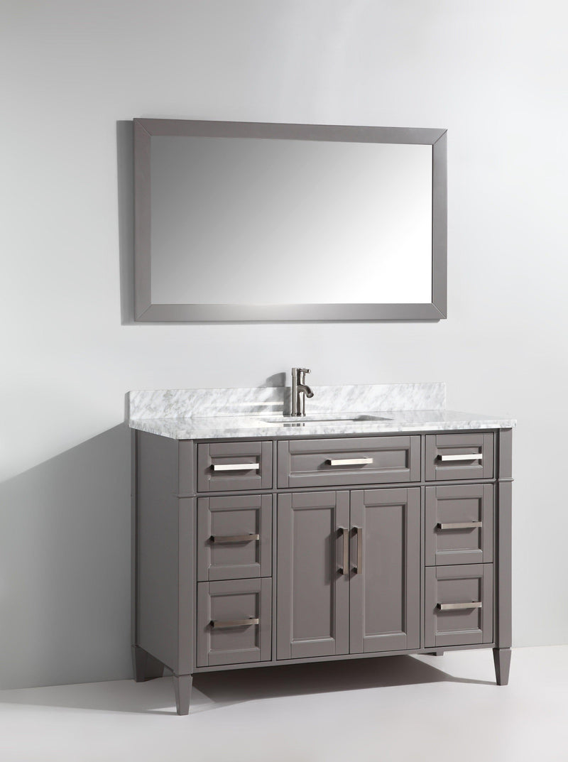 Vanity Art 48 in. Single Sink Vanity in Carrara Marble & Mirror - Grey, VA2048-G