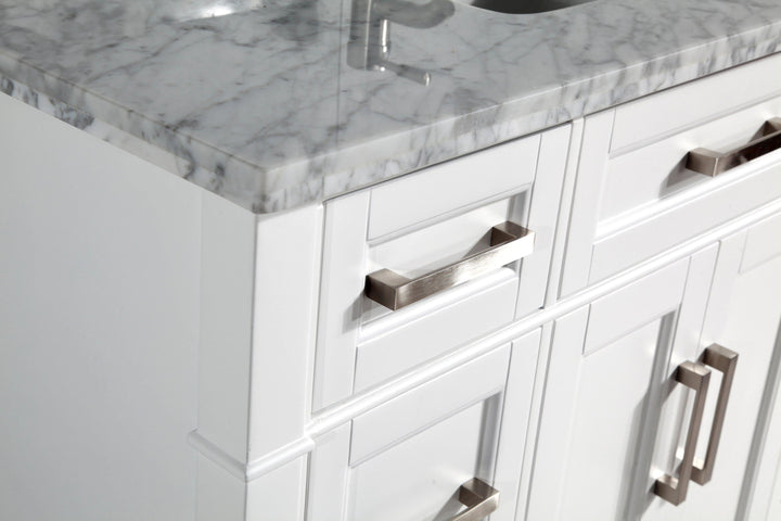 Vanity Art 48 in. Single Sink Vanity in Carrara Marble & Mirror - White, VA2048-W