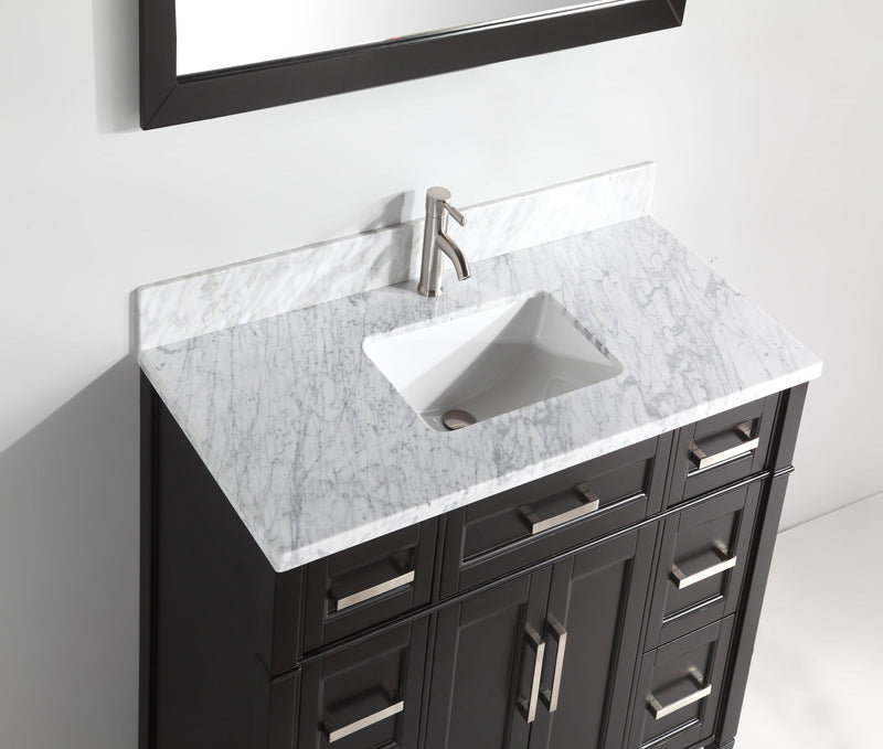 Vanity Art 60 in. Single Sink Vanity in Carrara Marble & Mirror - Espresso, VA2060E