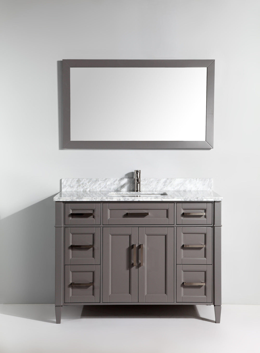 Vanity Art 60 in. Single Sink Vanity in Carrara Marble & Mirror - Grey, VA2060G