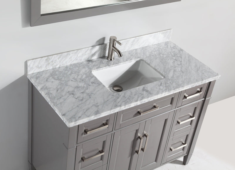Vanity Art 60 in. Single Sink Vanity in Carrara Marble & Mirror - Grey, VA2060G