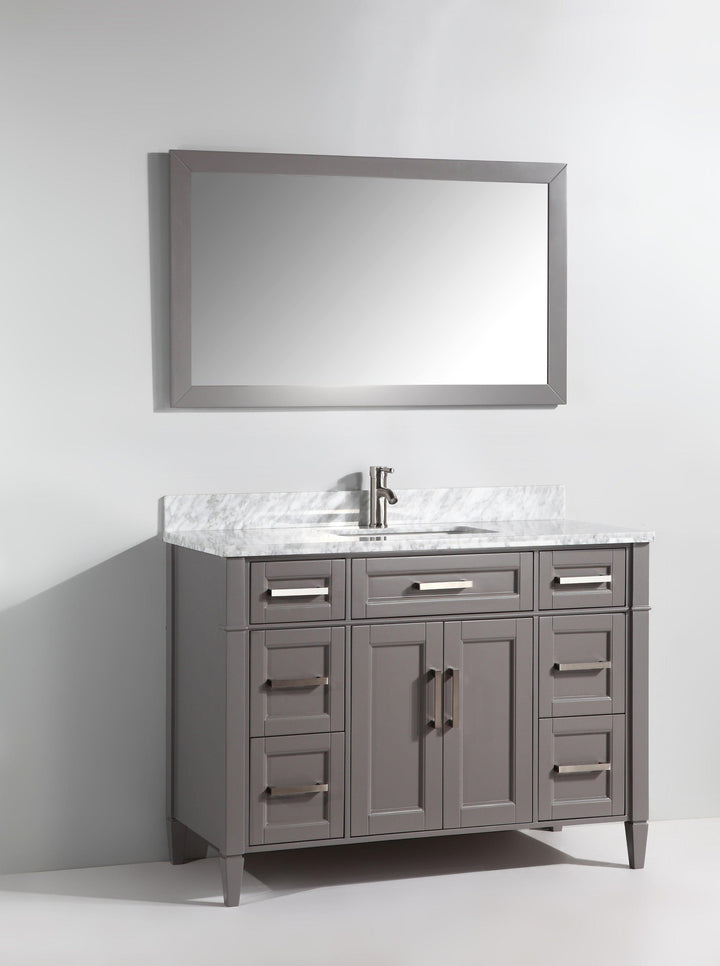 Vanity Art 60 in. Single Sink Vanity in Carrara Marble & Mirror - Grey, VA2060G