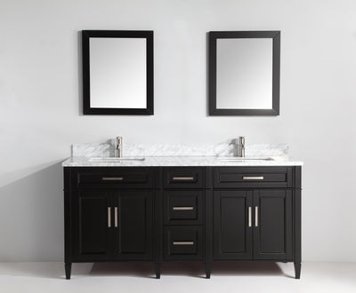 Vanity Art 72 in. Double Sink Vanity in Carrara Marble & Mirror - Espresso, VA2072D-E