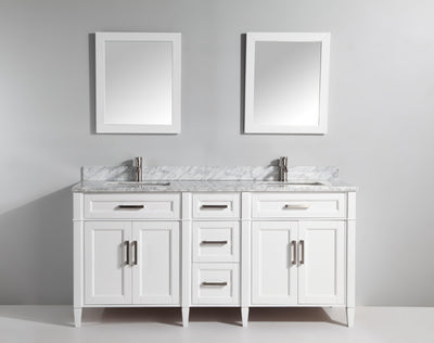 Vanity Art 72 in. Double Sink Vanity in Carrara Marble & Mirror - White, VA2072D-W