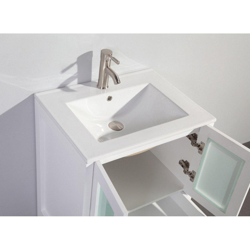 Vanity Art 24 in. Single Sink Vanity Cabinet with Ceramic Sink & Mirror - White, VA3024W