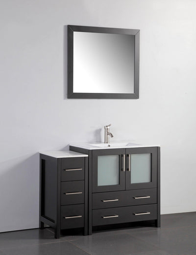 Vanity Art 42 in. Single Sink Vanity Cabinet with Ceramic Sink & Mirror - Espresso, VA3030-42E
