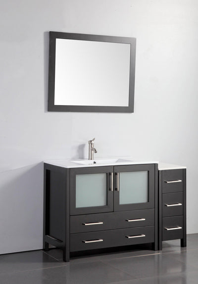 Vanity Art 48 in. Single Sink Vanity Cabinet (Wide) with Ceramic Sink & Mirror - Espresso, VA3036-48E