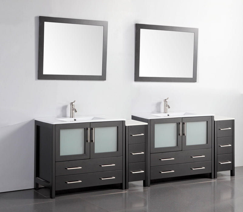 Vanity Art 96 in. Single Sink Vanity Cabinet (Wide) with Ceramic Sink & Mirror - Espresso, VA3036-96E