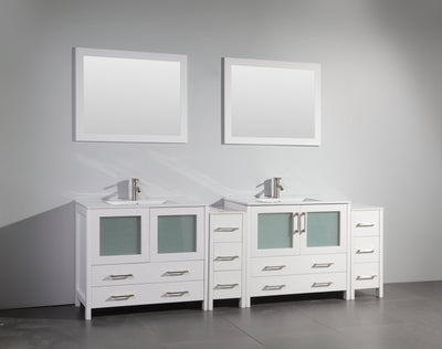 Vanity Art 96 in. Single Sink Vanity Cabinet (Wide) with Ceramic Sink & Mirror - White, VA3036-96W