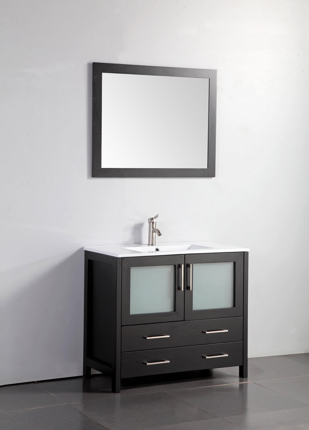 Vanity Art 36 in. Single Sink Vanity Cabinet (Wide) with Ceramic Sink & Mirror - Espresso, VA3036E