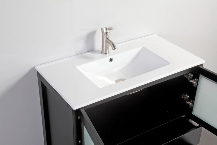 Vanity Art 36 in. Single Sink Vanity Cabinet (Wide) with Ceramic Sink & Mirror - Espresso, VA3036E