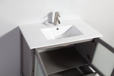 Vanity Art 36 in. Single Sink Vanity Cabinet (Wide) with Ceramic Sink & Mirror - Grey, VA3036G