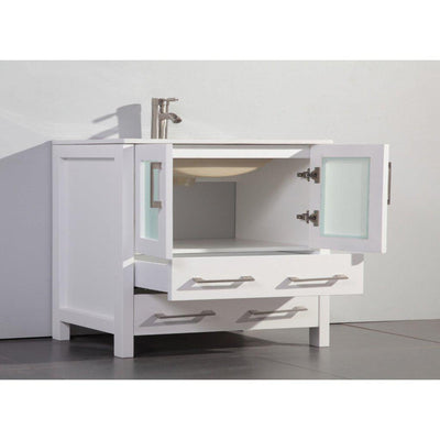 Vanity Art 36 in. Single Sink Vanity Cabinet (Wide) with Ceramic Sink & Mirror - White, VA3036W