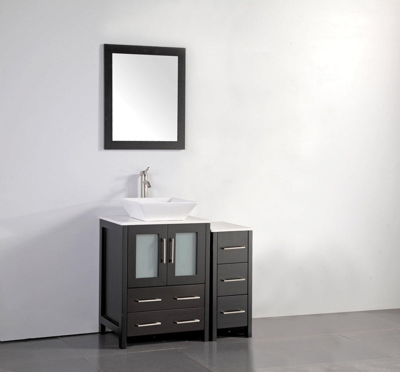 Vanity Art 36 in. Bathroom Vanity in Espresso with Single Basin Vanity Top in White Ceramic and Mirror, VA3124-36E