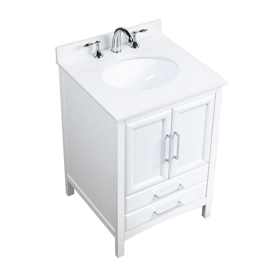 Vanity Art Rochefort 24 in. Bath Vanity in White with Top in White Cultured Marble with White Basin, VA3224W