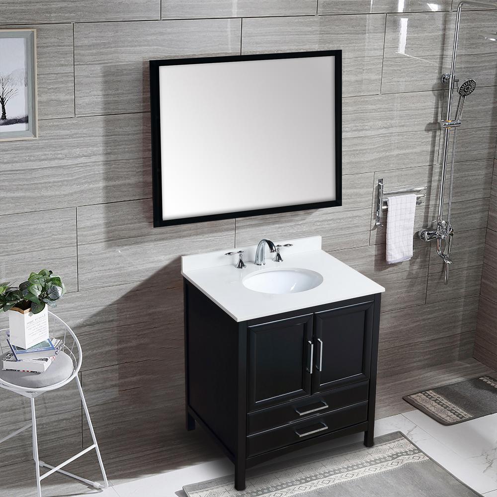 Vanity Art 30 in. Bath Vanity in Espresso with Vanity Top in White Cultured Marble with White Basin, VA3230E