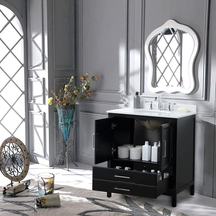 Vanity Art 30 in. Bath Vanity in Espresso with Vanity Top in White Cultured Marble with White Basin, VA3230E