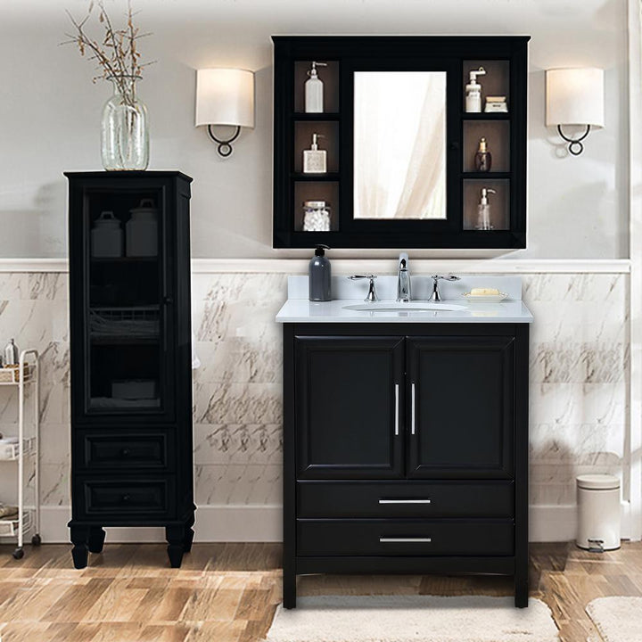 Vanity Art 30 in. Bath Vanity in Espresso with Vanity Top in White Cultured Marble with White Basin, VA3230E