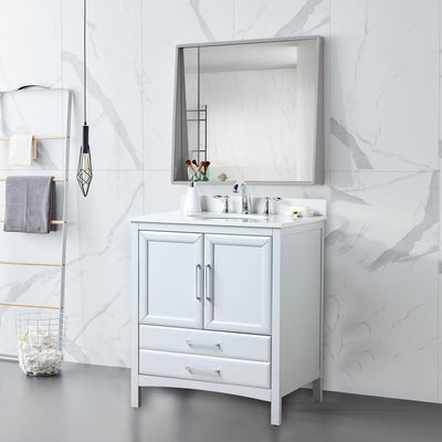 Vanity Art Rochefort 30 in. Bath Vanity in Grey with Vanity Top in White Cultured Marble with White Basin, VA3230G