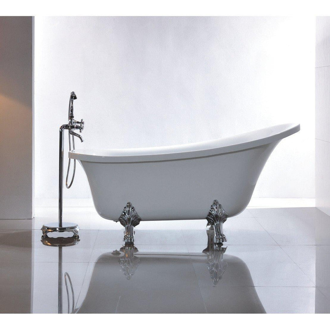 Vanity Art Freestanding White Acrylic 69-Inch Claw Foot Soaking Bathtub, VA6310-L