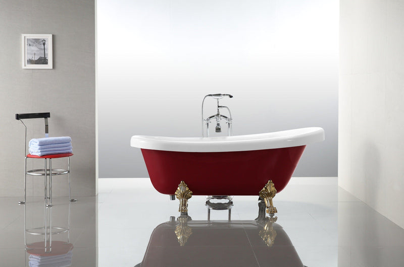Vanity Art 67 in. x 31.5 in. Freestanding Soaking Bathtub in Red and White, VA6311-RL