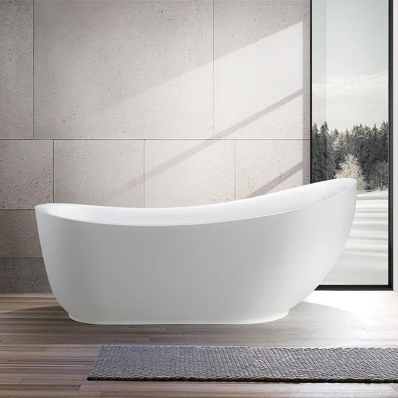 Vanity Art Belfort 71 in. Acrylic Flatbottom Freestanding Bathtub in White, VA6512-L
