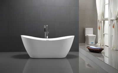 Vanity Art Mulhouse 71 in. Acrylic Flatbottom Freestanding Bathtub in White, VA6517