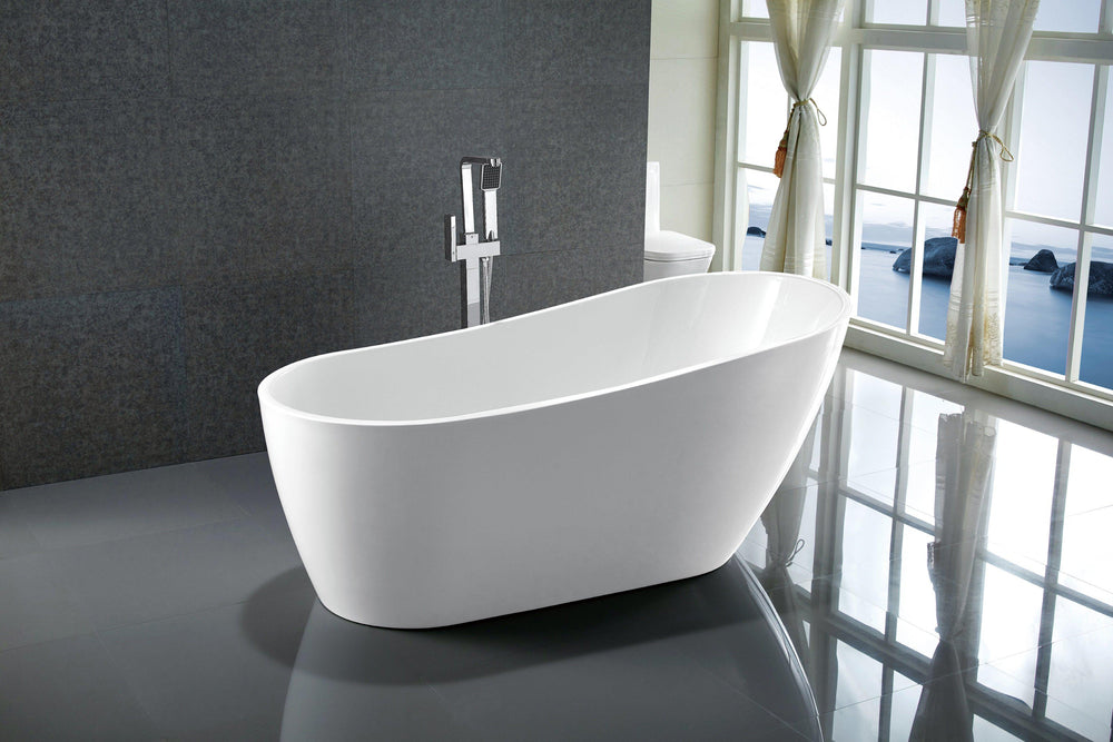 Vanity Art Colombes 67 in. Acrylic Flatbottom Freestanding Bathtub in White, VA6522