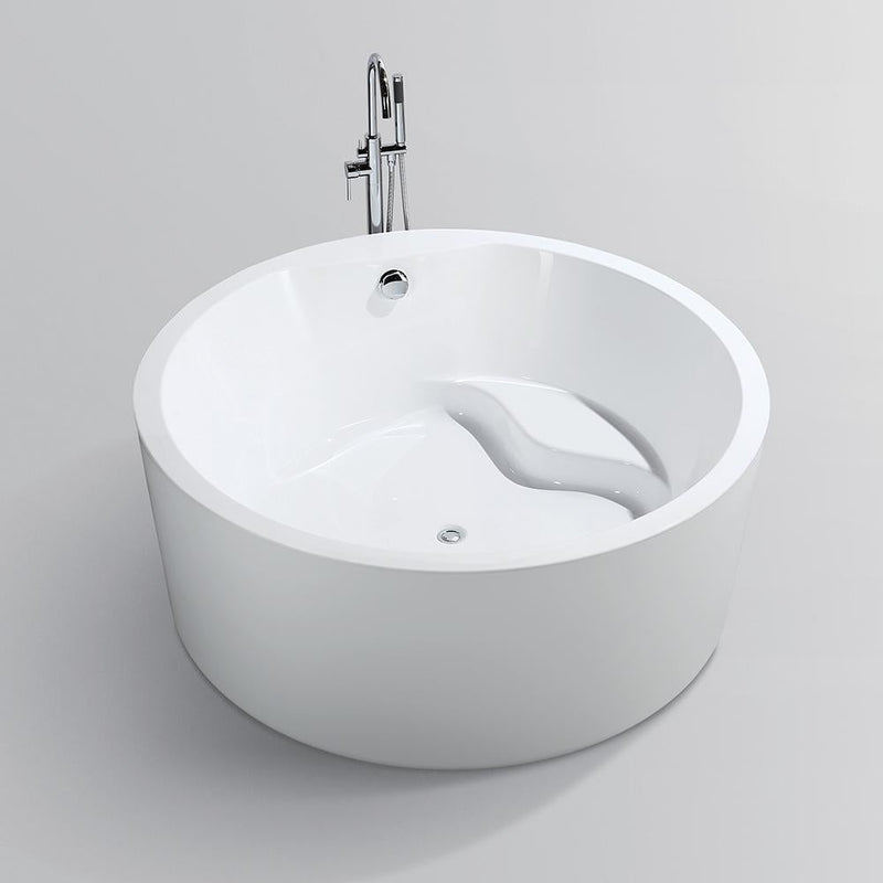 Vanity Art Troyes 59 in. Acrylic Flatbottom Freestanding Bathtub in White, VA6810