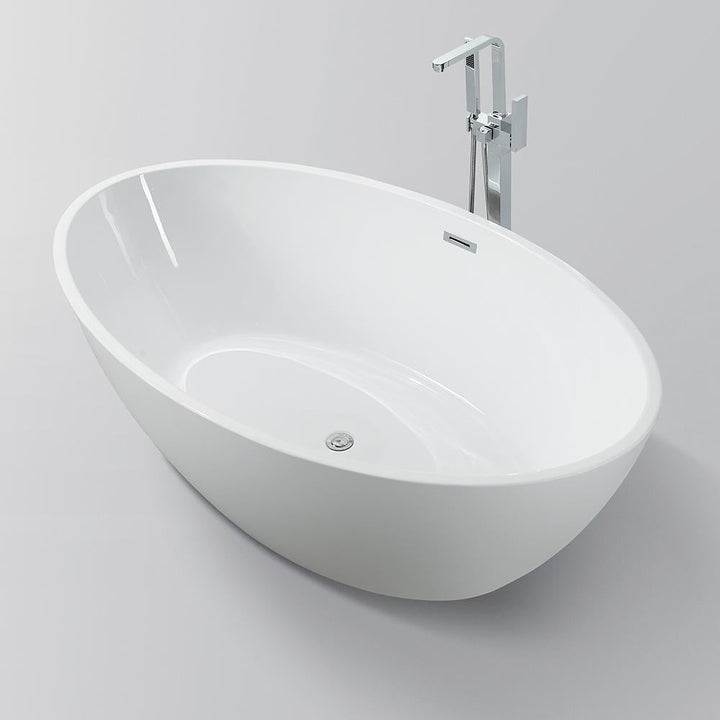 Vanity Art Amiens 69 in. Acrylic Flatbottom Freestanding Bathtub in White, VA6834