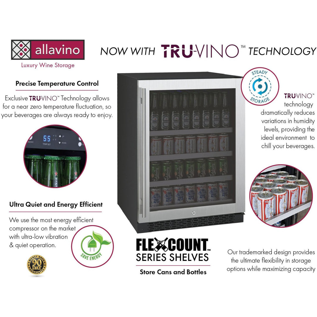 Allavino VSBC24-SL20 Beverage Center 24" Wide FlexCount II Tru-Vino Stainless Steel Left Hinge