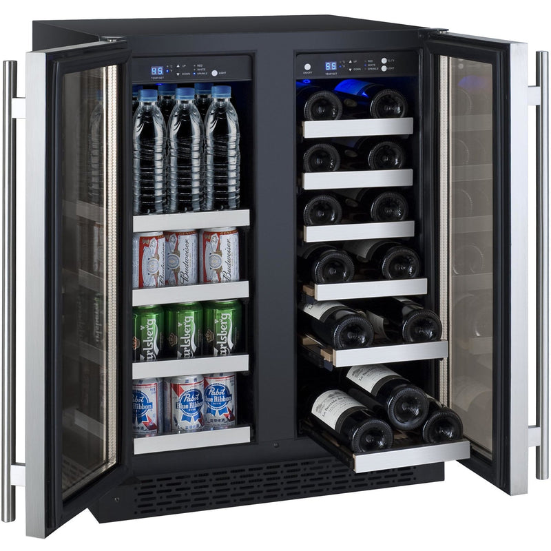 Allavino VSWB-2SF20 24" Wide FlexCount II Tru-Vino 18 Bottle/66 Cans Dual Zone Stainless Steel Wine Refrigerator/Beverage Center