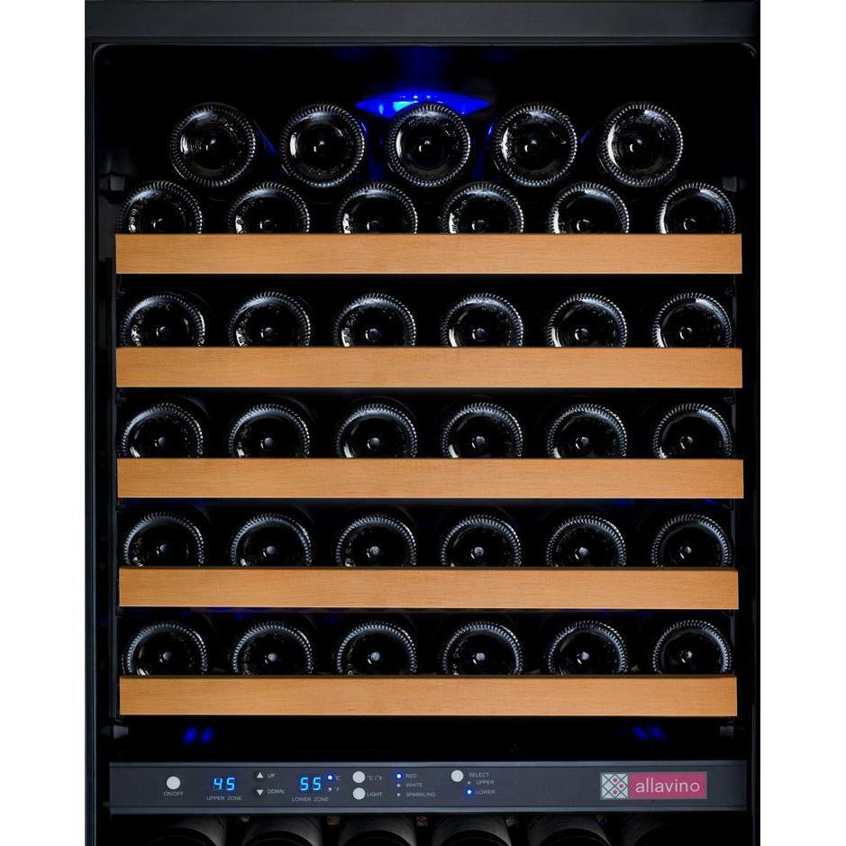 Allavino VSWR172-2BL20 24" Wide FlexCount II Tru-Vino 172 Bottle Dual Zone Black Left Hinge Wine Refrigerator
